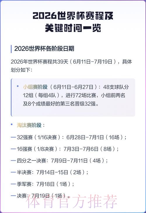 2026世界杯比赛时间及赛程查询详情